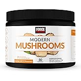 Force Factor Modern Mushrooms Powder, Mushroom Supplement to Support Energy, Focus, Immunity, & Digestion with Cordyceps, Turkey Tail, Chaga, Reishi, Lion’s Mane, Shiitake, Unflavored, 30 Servings