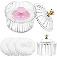 5PCS Dusting Powder Container with Puffs, 3.4 Inch Acrylic Body Powder Container with Large Soft Powder Puffs Loose Dusting P