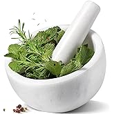 Koville Marble Mortar and Pestle Set, 6.3"-2 Cups Grinder Bowl for Guacamole, Salsa, Pill Crusher, Spice, Herb, Garlic, Nut, 