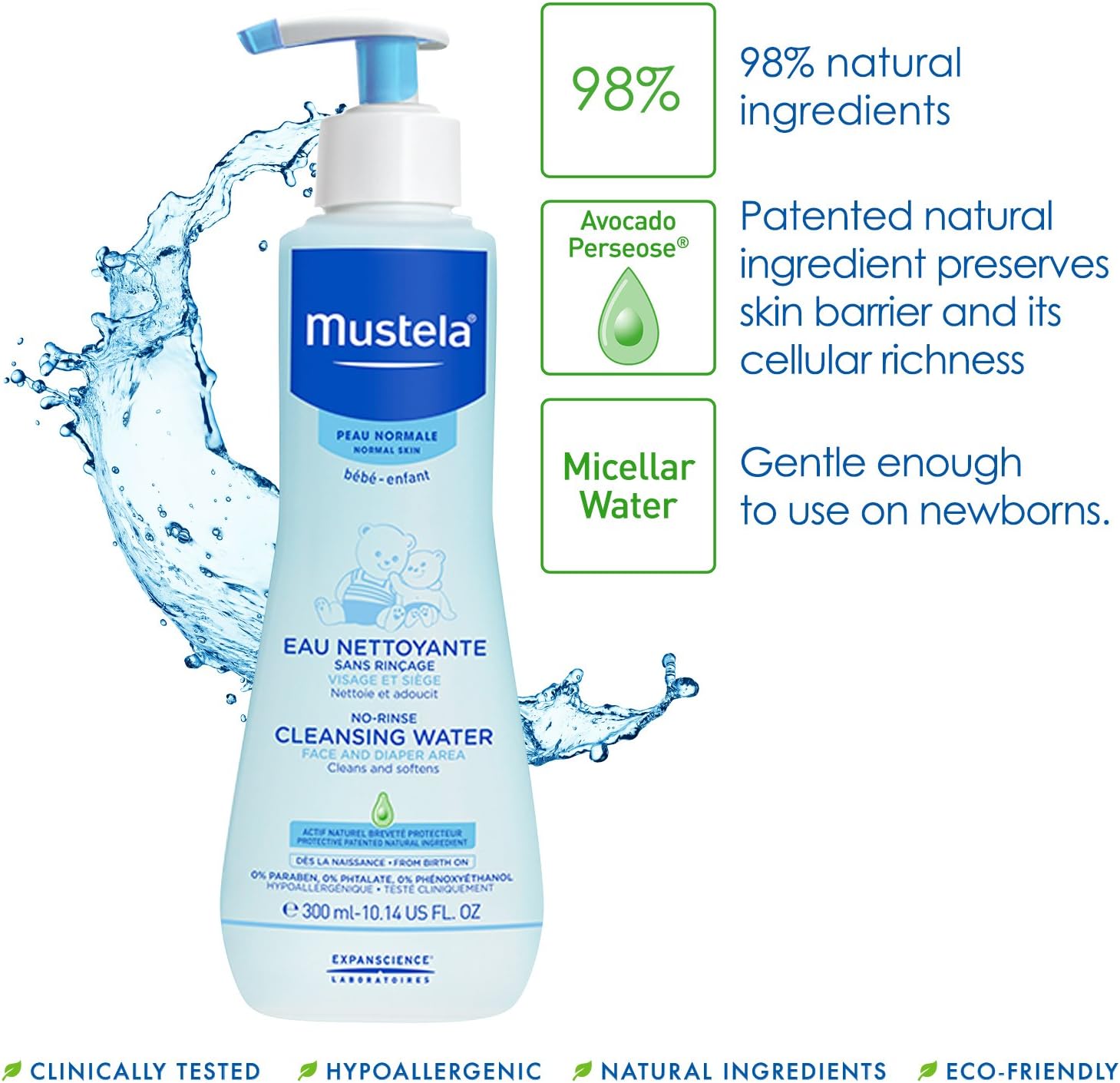 mustela no rinse cleansing water 500 milliliter