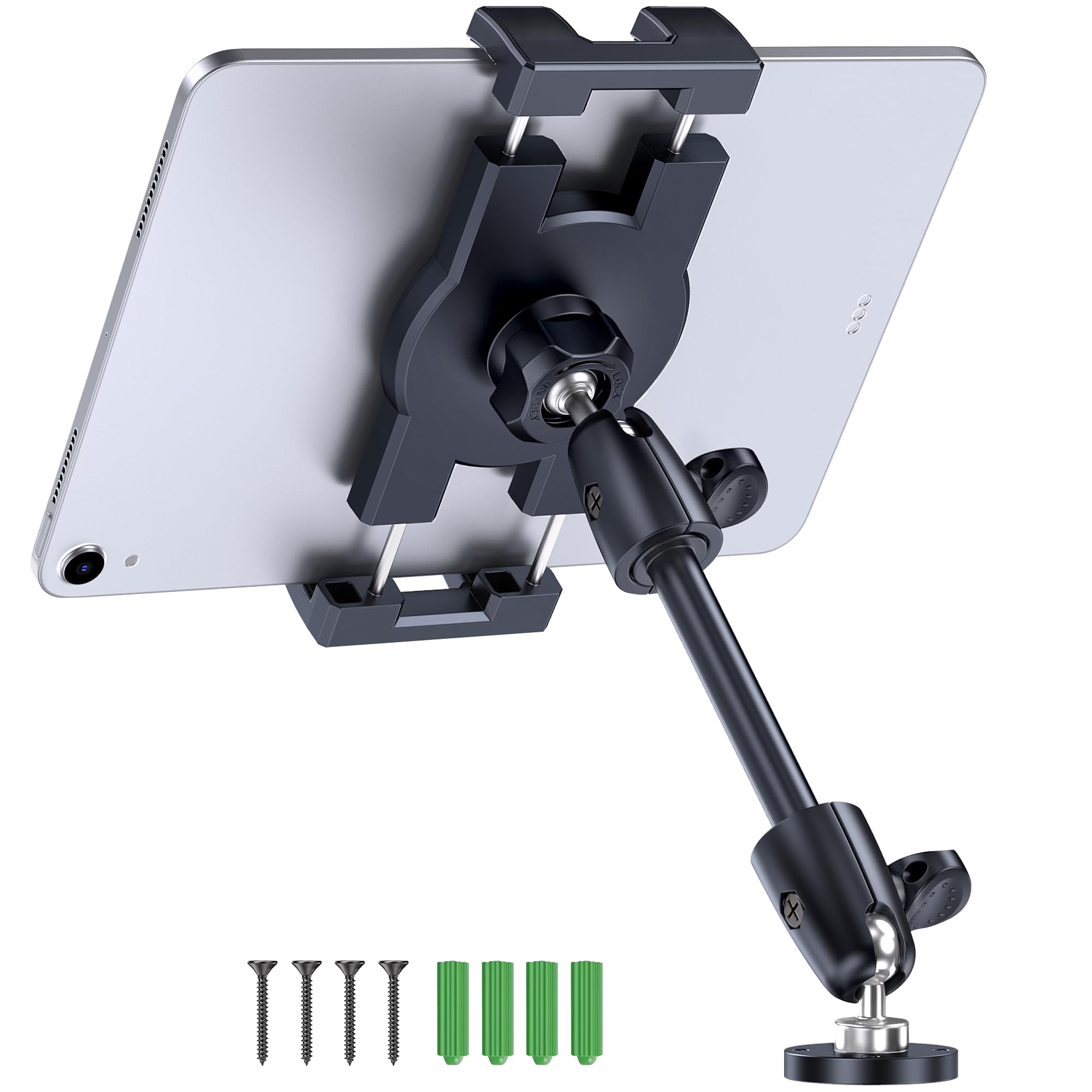 Photo 1 of CreaDream Tablet Holder for Car, Aluminum Tablet Mount for Truck, Angle Adjustable with Drill Base, iPad Car Holder for Dashboard, Wall, Boat, Vehicle, Compatible with 4.7"-13" Tablets, iPads, Phones