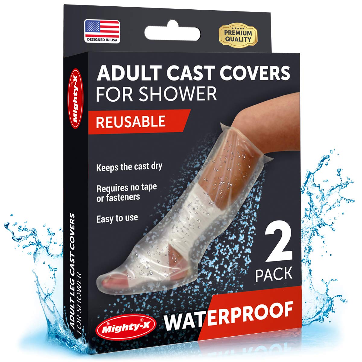 100% Waterproof Cast Cover Leg -【2020 Upgraded】Watertight Seal - Reusable Adult Cast Covers for Shower Leg, Knee & Ankle - 2 Pack: Industrial & Scientific