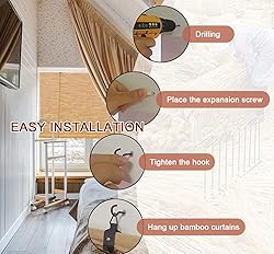 Bamboo Shades for Patio,Retro Bamboo Blinds,Outdoor