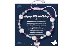 LAVEIR Birthday Gift for Girls – Adjustable Crystal Butterfly Bracelet for Litter Girls, Daughter, Granddaughter, or Niece