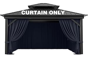 Pakunoda Outdoor Gazebo Curtain Replacement Universal 4-Panel Sidewalls 10' X 13',Outdoor Patio Waterproof Privacy Curtain with Double Zipper for Patio, Canopy, Garden, and Backyard (Curtain Only)