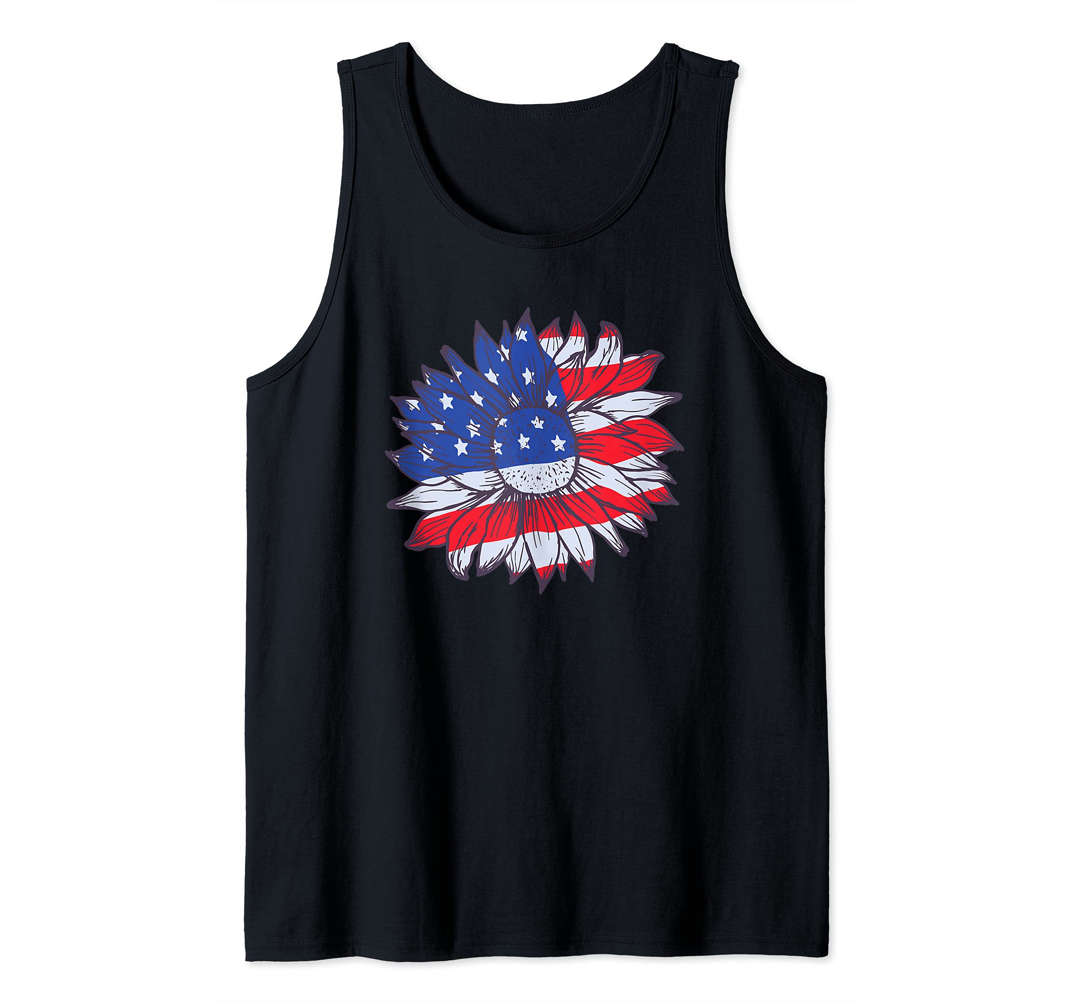 Sunflower American Flag Sunflowers Tank Top
