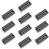 JESSINIE 10Pcs 20P IC Socket DIP Integrated Circuit IC Sockets Adaptor Solder Type 2.54mm Pitch Dual Row 20 Flat Pin