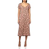 Lucky Brand Womens Lace Trimmed Short Sleeve Midi Dress