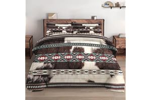 WeCozy Comforter Set King Size with 2 Pillowcases, Cowhide Cow Print Bedding Set for Kids and Adults, Vintage Animal Fur Soft Comforter Set for Bedroom Bed Decor
