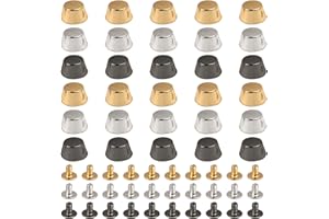 AUEAR, 30 Pack Screw Back Stud Purse Feet Metal Studs Rivet for Leather Bag Craft DIY (Flat Head, 11 mm, Silver & Gold Gun Black)