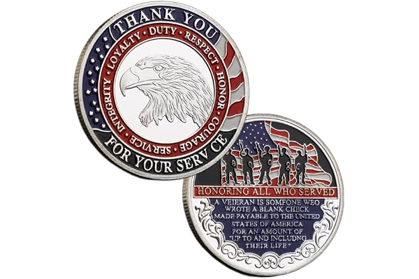 Honoring All Who Served Military Veteran Challenge Coin Veteran Day Thank You for Your Service Plated Coins Military Church Party Collectible Challenge Coin
