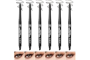 6 Pack Waterproof Eyeliner Pencil Set, Smudge-Proof Retractable Gel Eye Liner with Ultra-Fine Tip for Long-Lasting Definition