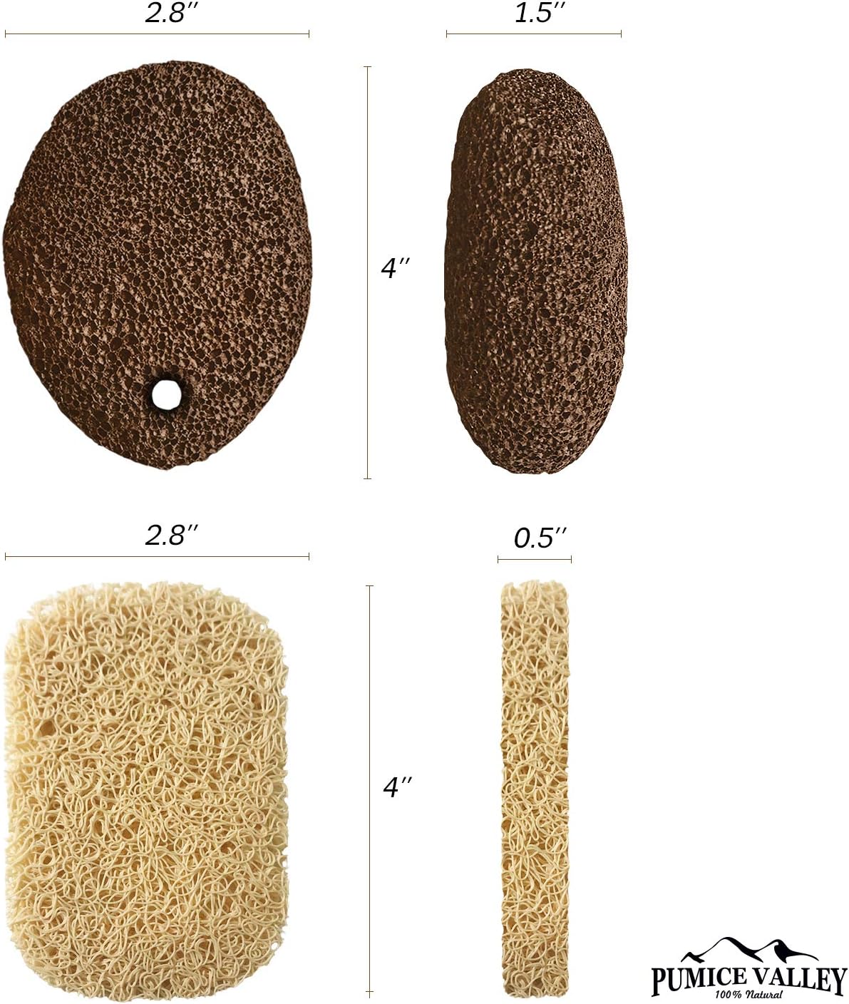 Pumice Stone for Feet - Natural Lava Foot Stone with New Eco-Friendly Holder - Callus Warts Corn Removal - Pedicure Exfoliator for Dry Dead Skin, Heels, Elbows, Hands - Healthy Foot Care Scrubber: Health & Personal Care