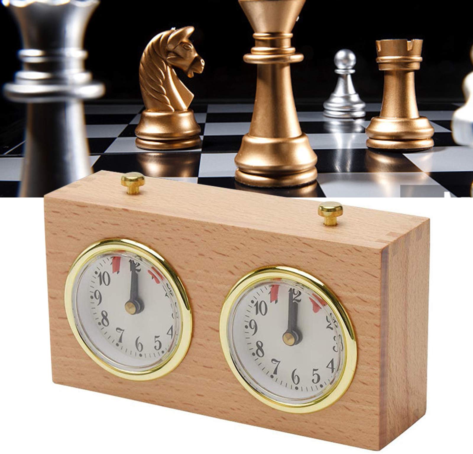 metiet Retro Mechanical Chess Game Clock - Retro Wooden Shell Mechanical Chess Clock - No Battery Re