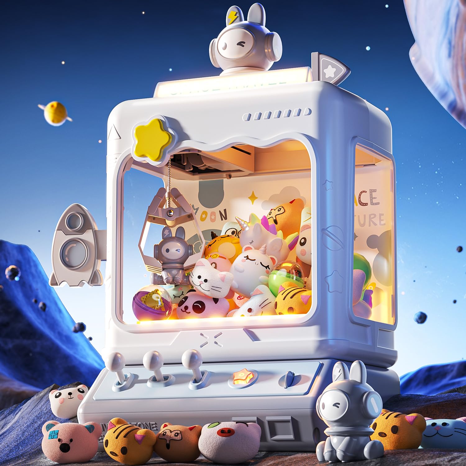 Photo 1 of ***Missing Accessories*** Skirfy Space Claw Machine for Kids, Large Electronic Game Vending Machine,Candy Dispenser Game for Kids,Birthday for Girls Boys(Blue)