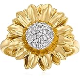 Ross-Simons 0.25 ct. t.w. Diamond Sunflower Ring in 18kt Gold Over Sterling