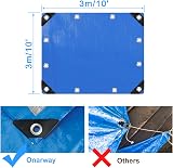Onarway Tarpaulin 3m x 3m 110GSM Waterproof Heavy Duty with Grommets Blue view 2