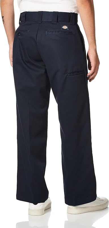 Mens Flex Double Knee Work Loose Straight Fit Pants, Dark Navy, 32W x 30L US