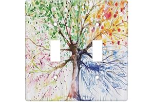 ULQUIEOR Vintage Tree Double Light Switch Cover 2 Gang Toggle Decorative Wall Plate for Kids Girls Bedroom Bathroom Funny Room Decor 4.50" X 4.50"