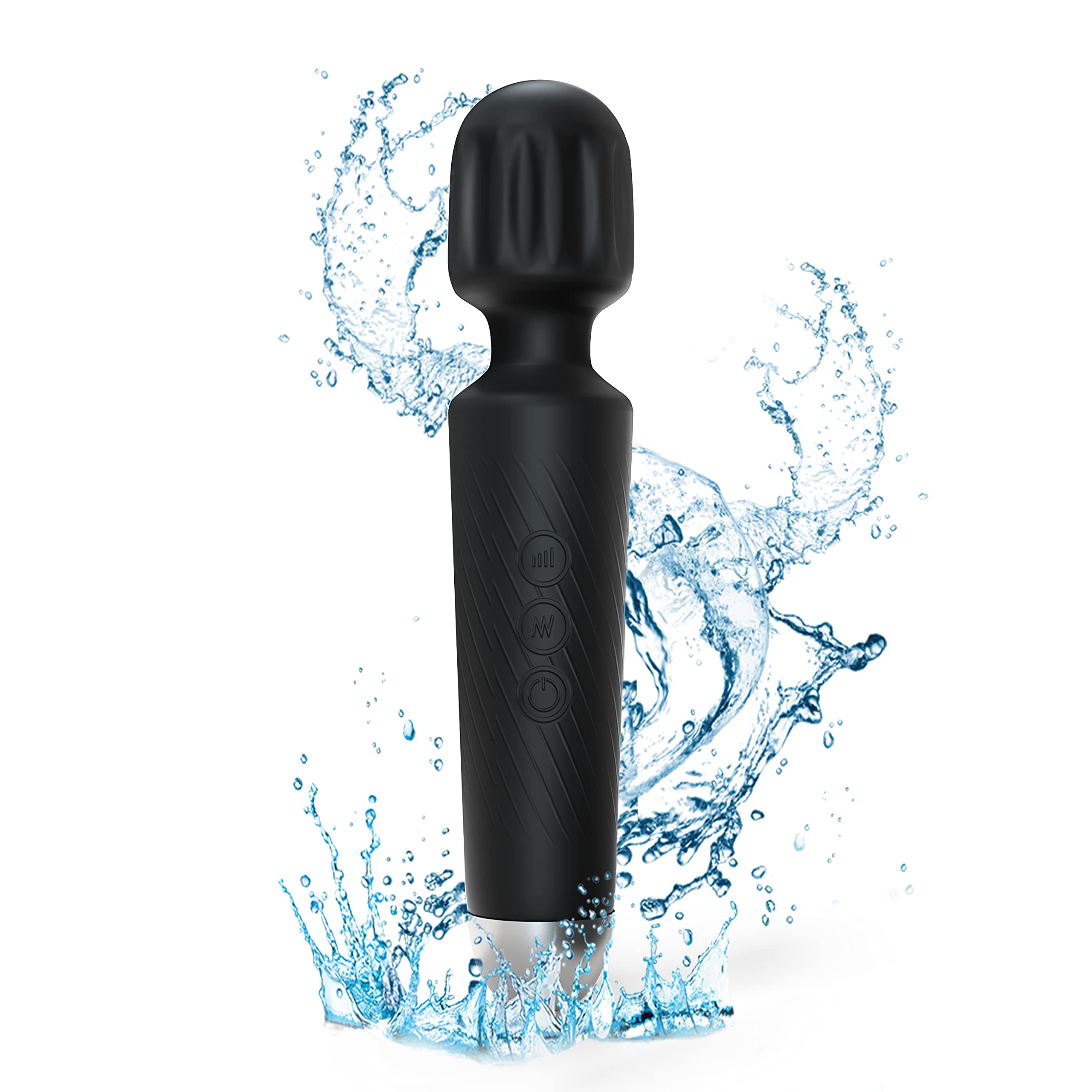Personal Massager by Alphascs- 8 Powerful Speeds and 20 Vibration Patterns, USB Rechargeable Personal Massager- 100% Waterproof for Muscle Aches and Sports Recovery (Black)