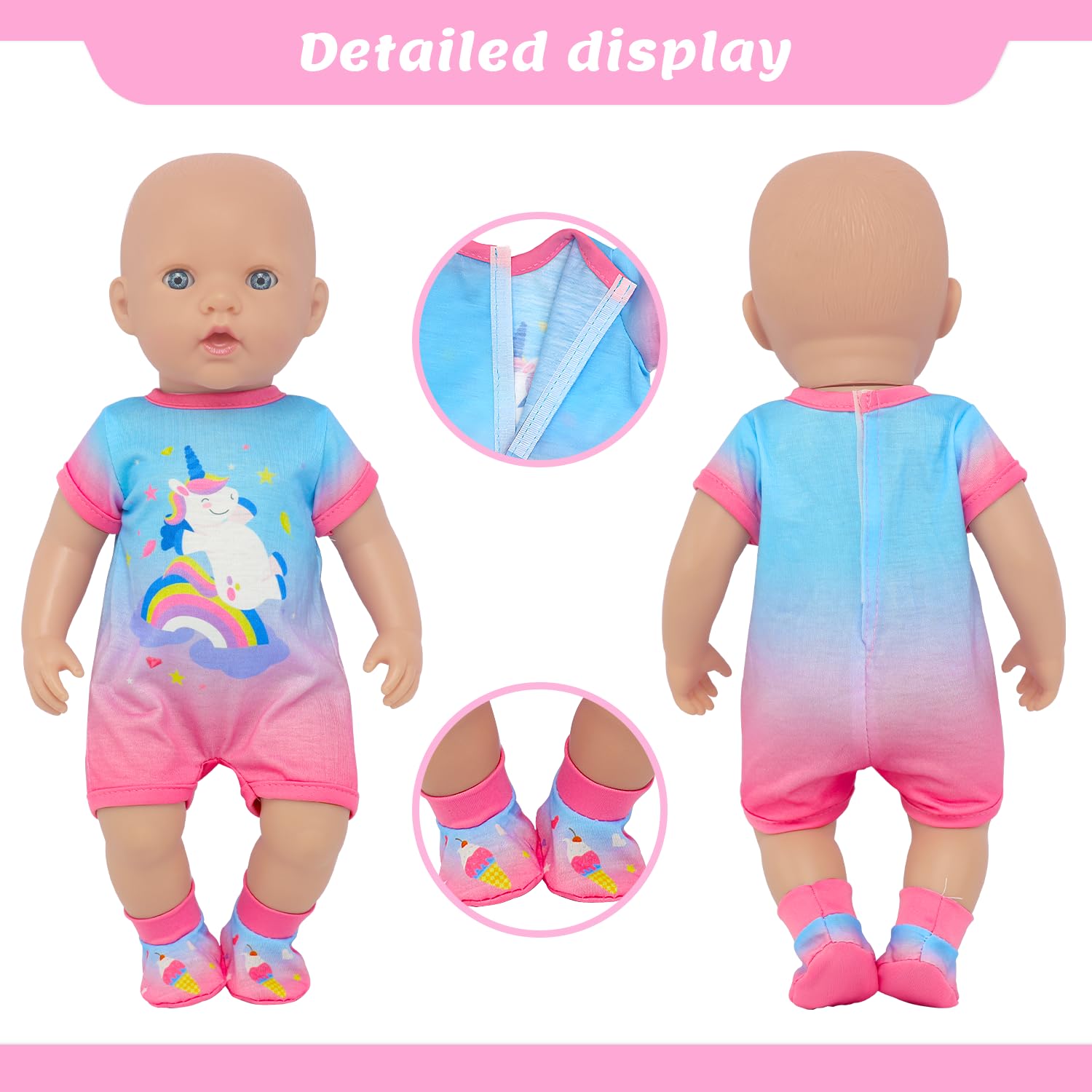 4 Set Baby Doll Clothes for 13-16 Inch Dolls, 6 Pcs 14 Inch Doll Clothes Accessories Dress Outfits Include Skirts, Top, Pants, Jumpsuit