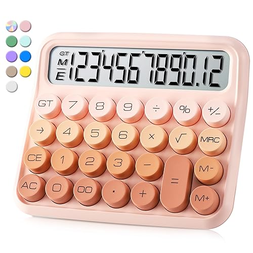 Standard Calculator 12 Digit,Desktop Large Display and Buttons,Pink Calculator with Large LCD Display for Office,School, Home & Business Use,Automatic Sleep,with Battery.6 * 5.15in
