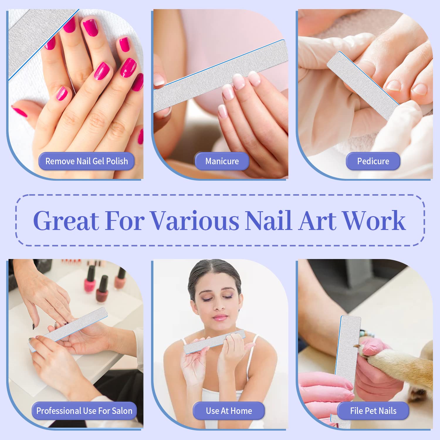 25 Pcs Nail File 80/80 Grit Nail Files for Acrylic Nails & Gel Nails, Double Sided Emery Board for Nails, Professional Nail File Coarse Nail File for Home and Salon Use