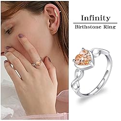Shysnow Citrine Birthstone November Topaz Ring for