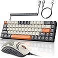 ZIYOU LANG RK-T8PR0 Wired 65% Mechanical Gaming Keyboard and Mouse Combo with RGB Backlit Anti-ghosting TKL Mini 68 Key Coiled C to A Cable Tactile Blue Switch for PS4 PS5 Xbox PC Mac Gamer(Dark Gray)
