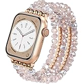 MOFREE Beaded Bracelet Compatible for Apple Watch Band 38mm/40mm/41mm/42mm(Series 10) Women,Fashion Handmade Beads Elastic Stretch Strap for iWatch Series 10/9/8/7/SE/6/5/4/3/2/5
