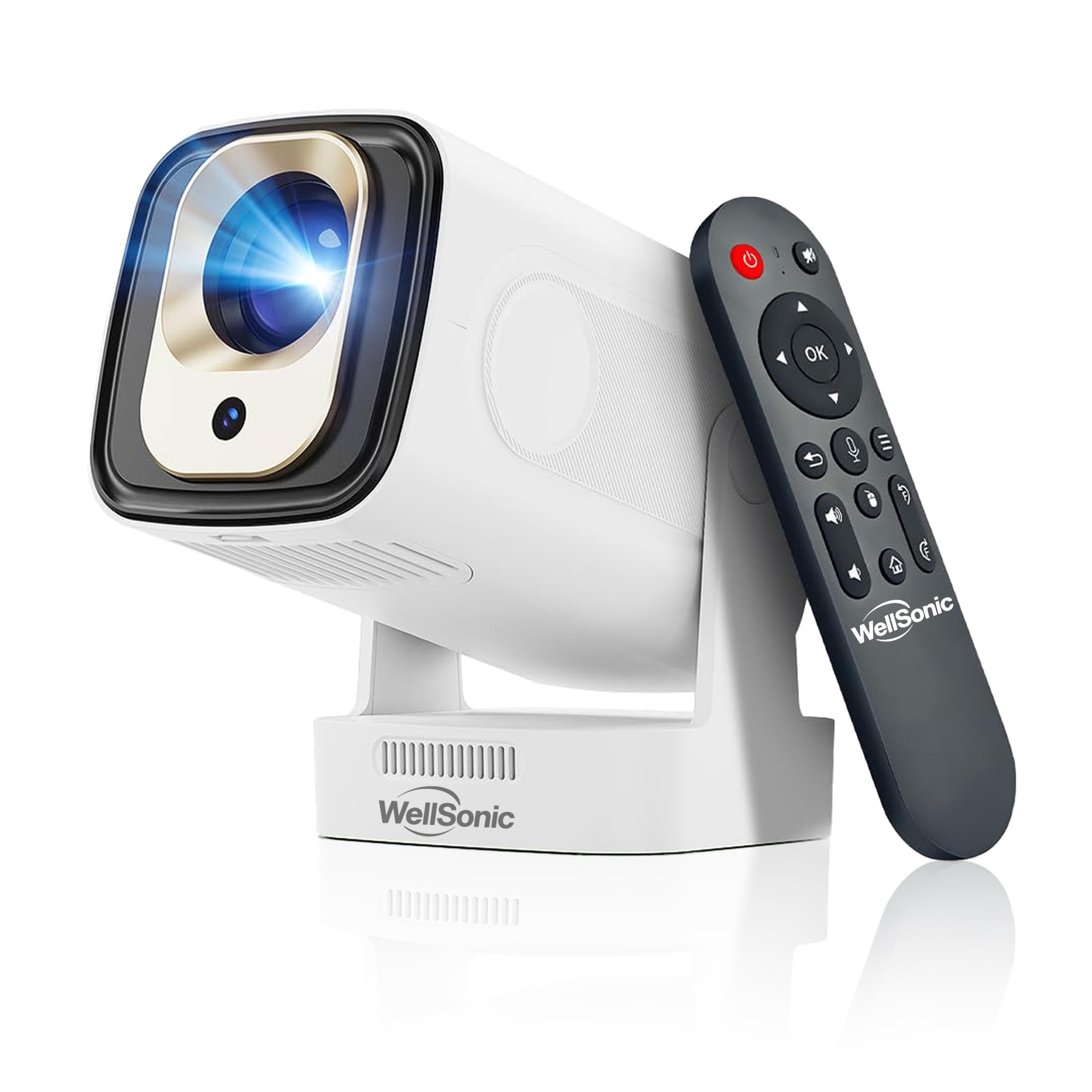 Photo 1 of ?Auto Focus&1080P?WellSonic Mini Projector with Wifi and Bluetooth, 260 Ansi Portable Moive Projector Outdoor&Ceiling Use, Auto Keystone, Voice Control, 5W Speaker, 4K Support Home Thearter