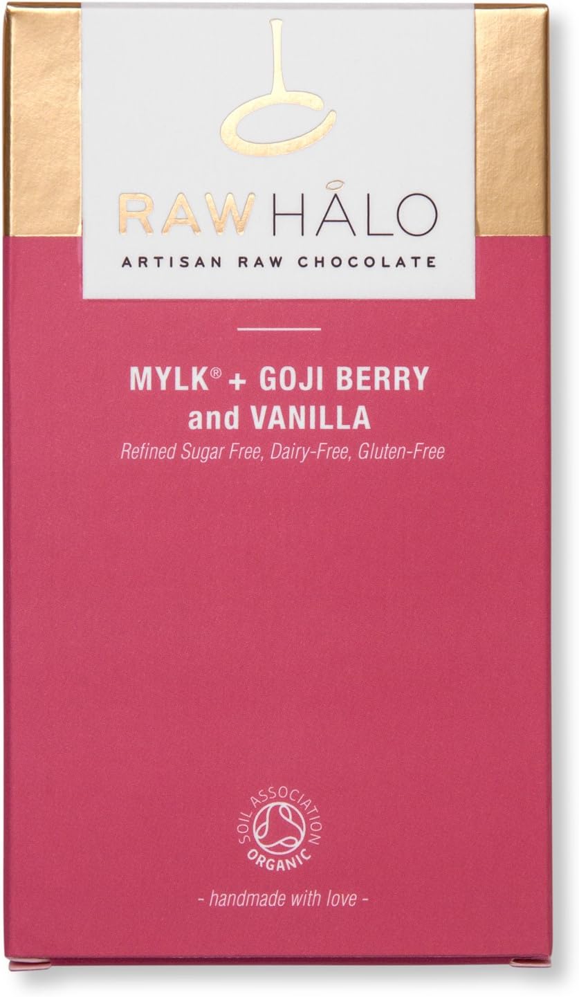 RAW Halo Organic Raw Chocolate Bar Mylk + Goji Berry & Vanilla 35g (Pack of 20)