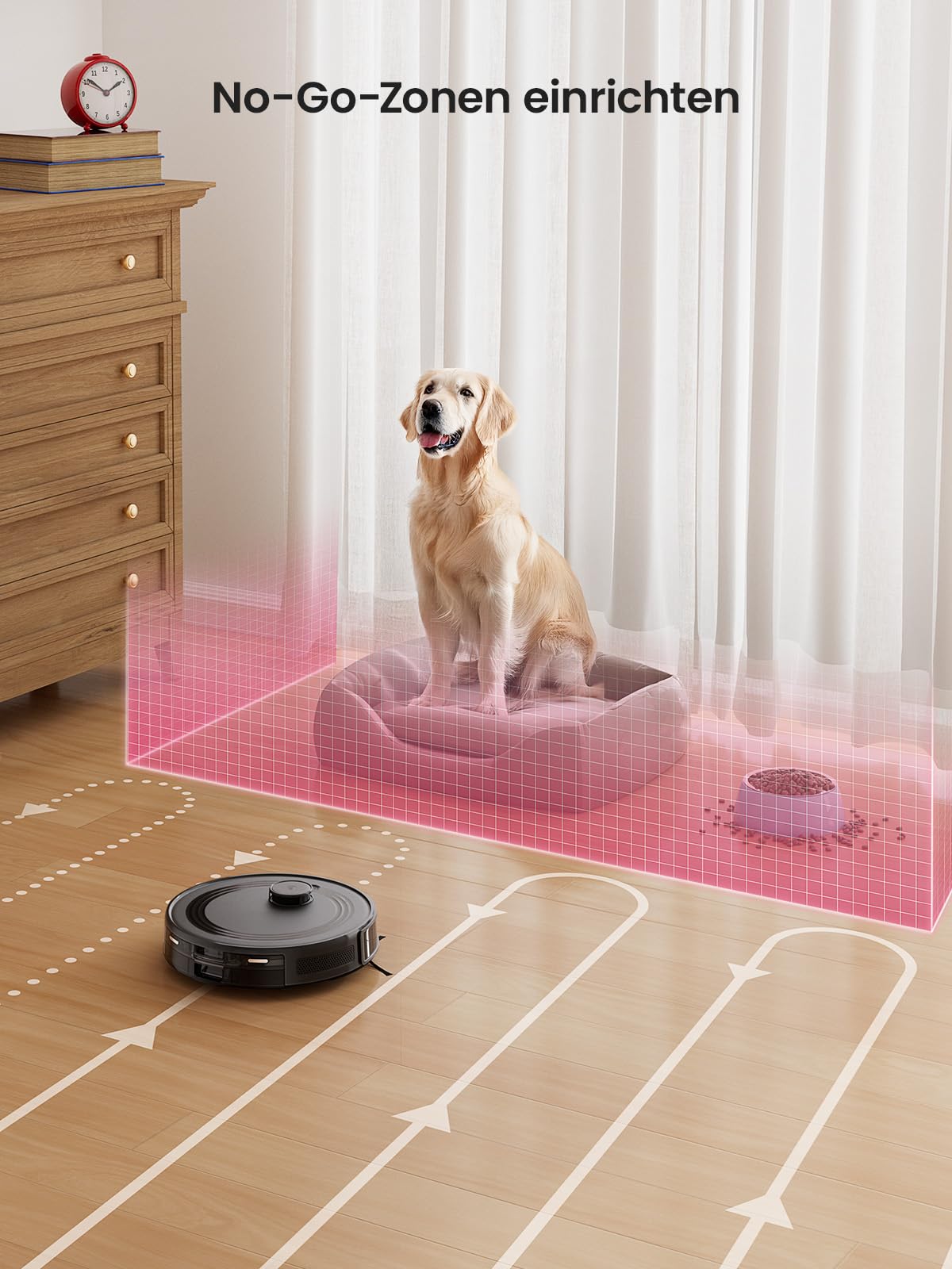 LEFANT M2S Saugroboter mit Wischfunktion, Automatische Teppicherkennung, Roboterstaubsauger mit No-Go-Zonen, 10000 Pa Starke Saugkraft für Tierhaare Teppiche, 240 Min Laufzeit, Schwarz 3