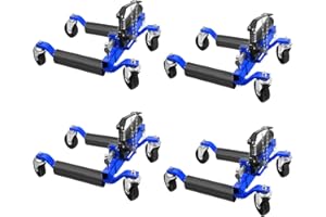 GarveeTech 4Pcs Car Wheel Dolly, 1500LBS Capacity Trailer Dolly with Hydraulic Tire Jack for Vehicle Positioning for Truck Rv Trailer, Blue