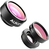 AUKEY iPhone Lens 198 &deg; Fisheye Lens + 150&deg; Wide Angle Lens + 15X Macro Lens Clip-on Cell Phone Lens for iPhone, Samsung, Huawei, and other Smartphones