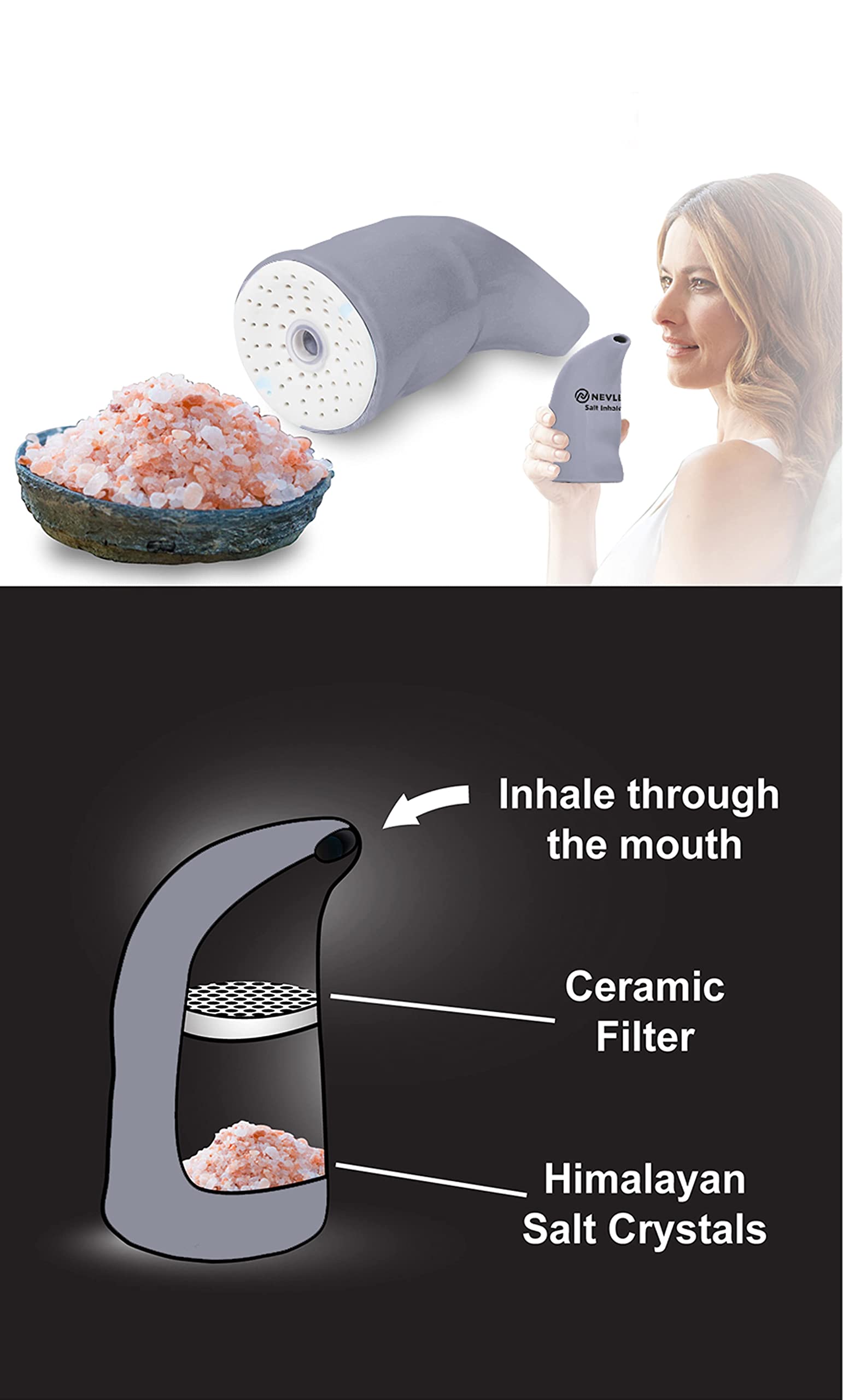 Salt Inhalation Mua Nevlers Easy to Use Ceramic Himalayan Salt Inhaler | Natural Salt ...