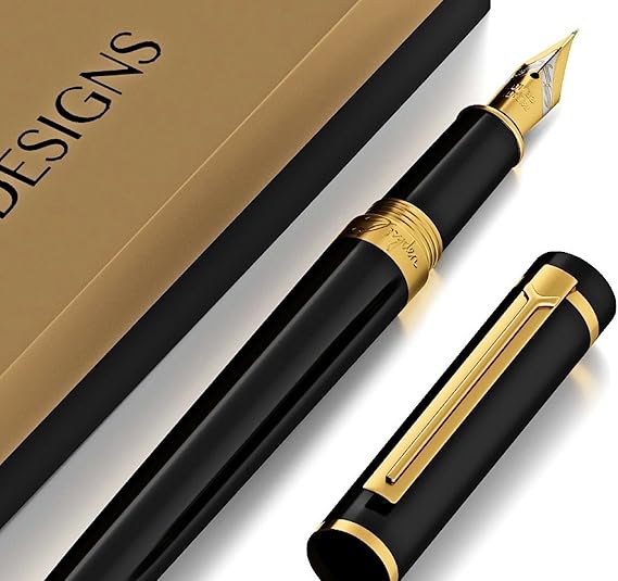 DRYDEN Luxury Fountain Pen [INTENSE BLACK WITH GIFT BOX] BEST