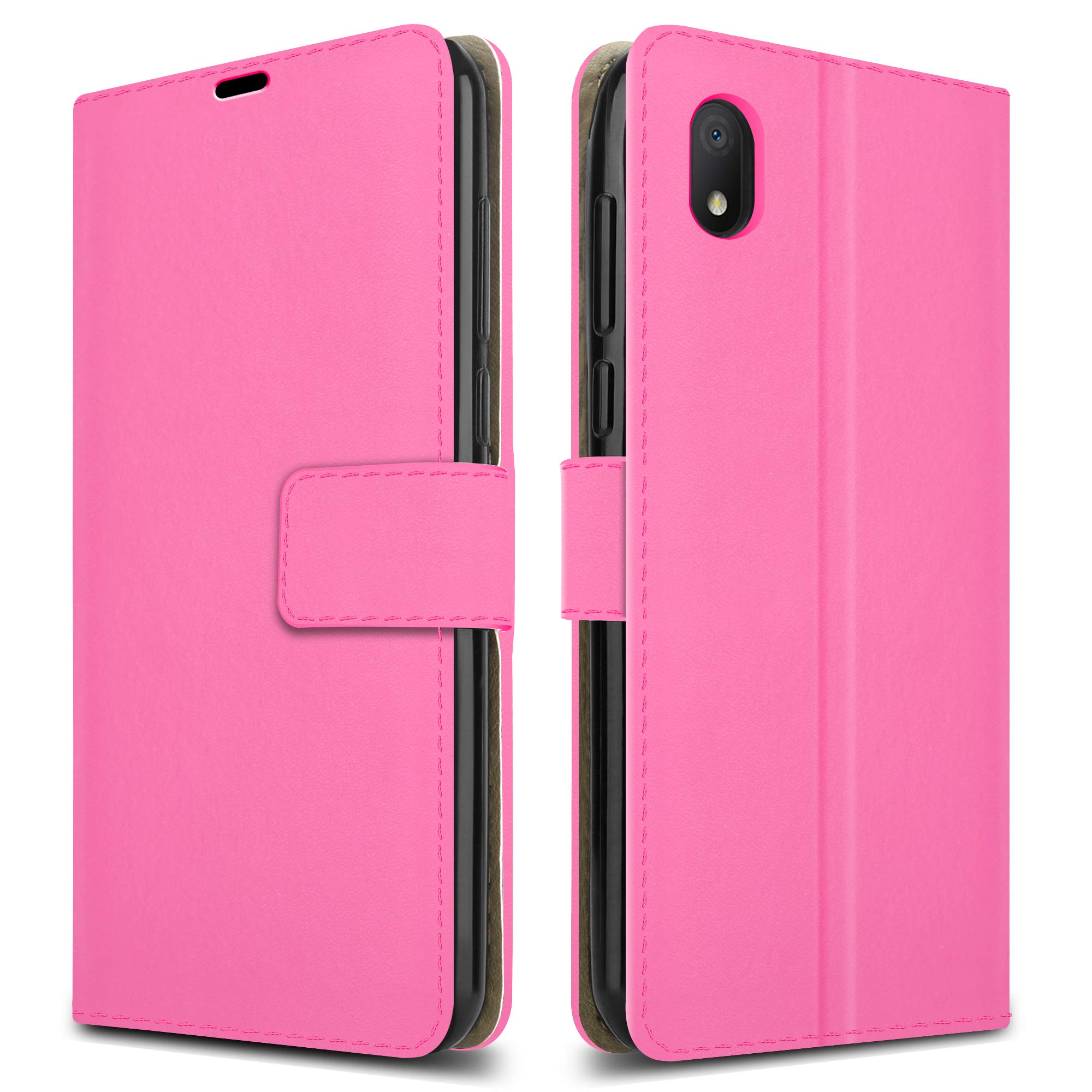 PIXFAB For Alcatel 1B (2020) Leather Phone Case, Magnetic Closure Full Protection Book Folio Design, Wallet Case Cover [Card Slots] and [Kickstand] For Alcatel 1B (2020) 5002D - Pink