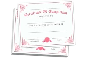 SHIEL-EVEN 25 Pink Certificate of Completion, Lash Artist Certificate of Achievement, School Diplomas, Award Recognition, for Graduation, Students, Employees, 8x10 Inches - M381