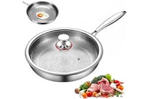 Titanium Hammered Pan Pro with Lid, Titanium Pans for Cooking Non Stick, Frying Pan Cookware (8in)