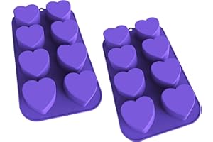 Bakerpan Silicone Heart Mold for Baking, Mini Cake Heart Pan, Valentine's Day Silicone Mold, Heart Muffin Baking Tray, 2 1/4 Inch Hearts, Heart Silicone Mold - 8 Cavities - Set of 2
