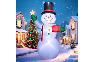 Dawdix 15FT Christmas Decor Inflatable Snowman, Blow Up Yard Decor Snowman with LED Lights & Magic Hat, Winter Outside Decorations for Yard Garden Patio Lawn Holiday Xmas Party Garden, for Him, Her
