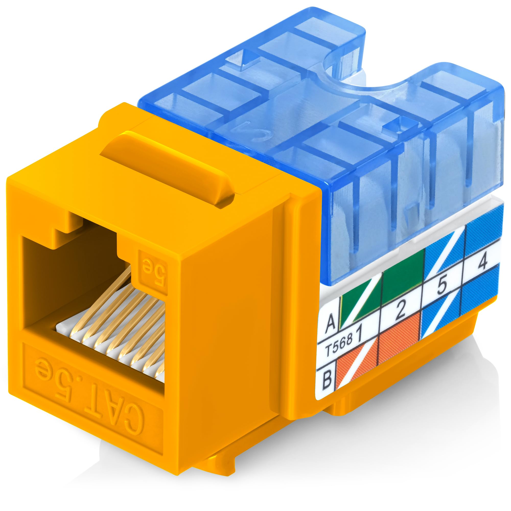 Photo 1 of ***(USED)***Everest 90° Angled RJ45 Cat5e Keystone Jacks 50-Pack in Yellow - Slim Profile Female RJ45 Connectors - Cat 5e Keystone Jack - Compatible with 90° Angled Speed Termination Tool - easyJACK (B094WB91H3)