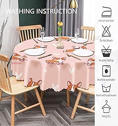 IBILIU Cute Corgi Dog Round Tablecloth,Kawaii Puppy