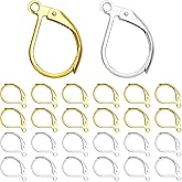 300pcs French Earring Hooks Leverback Earring Hooks Hypoallergenic Earrings Hooks Leverback Ear Wire Lever Back Hoops for DIY Jewelry Making Earrings Backs Findings(Gold, Silver)