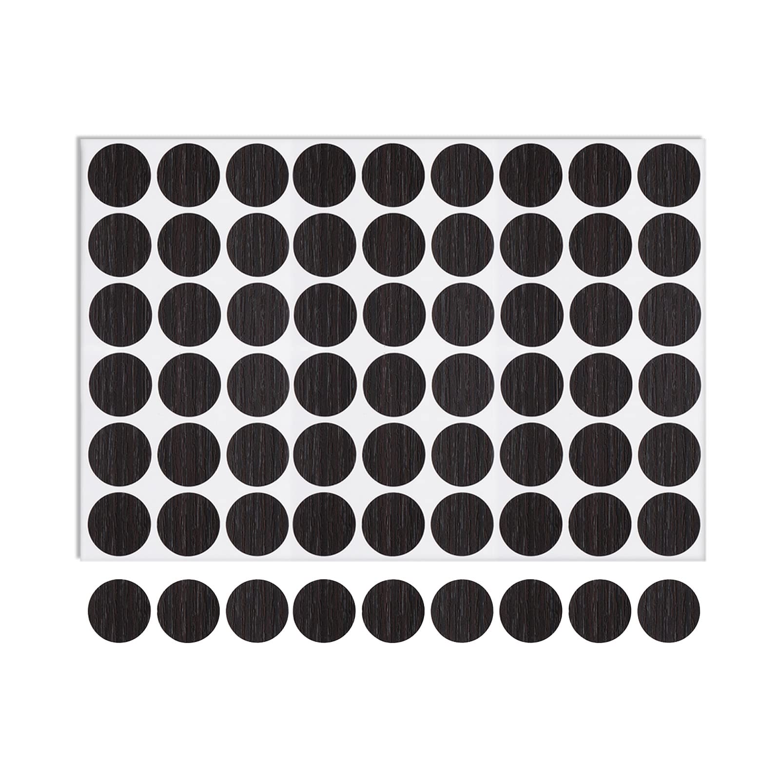 DTGN 21mm(Dia) Screw Hole Cover Stickers - 1Sheet 54pcs - Good for Furniture Wardrobe Chair - PVC Waterproof Hole Caps - Black with Brown