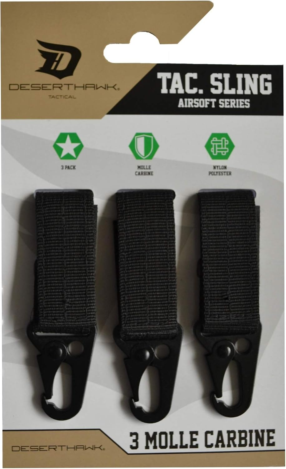 Outdoor Tactical Molle Carabiner Nylon Webbing Multifunctional Carabiner Eagle Hook Pack of 3 (Black)
