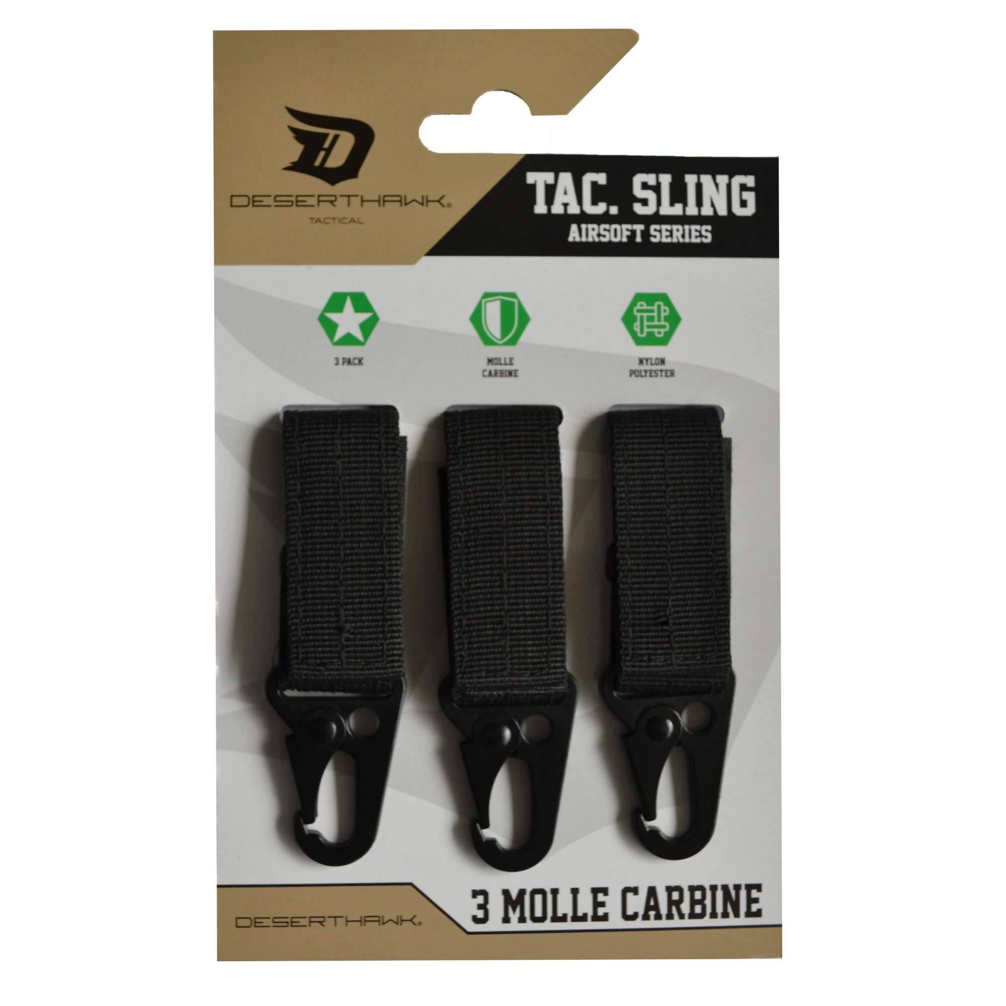 Outdoor Tactical Molle Carabiner Nylon Webbing Multifunctional Carabiner Eagle Hook Pack of 3 (Black)