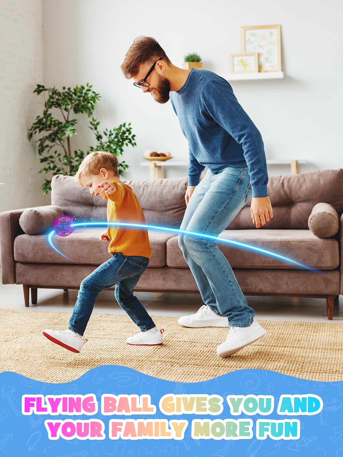 UranHub Flying Orb Ball Toy, 2024 Upgraded Boomerang Galaxy Ball - Up to 30 Minutes of Flight Time, Hover Galaxy Ball Toy for Kids Adults, for Indoor and Outdoor Use (Purple)
