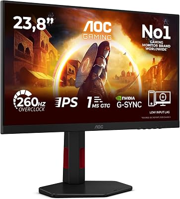 24G4ZR 24 Zoll FHD Gaming Monitor, 260Hz, Fast IPS Panel, 1ms GtG, HDR10, G-Sync Compatible, Höhenverstellung,(1920x1080 HDMI 2X 2.0 DP 1x 1.4) Schwarz
